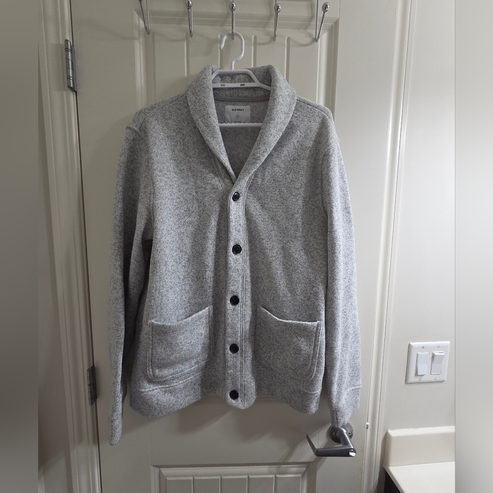 Old Navy Light Gray Men's Cardigan Sweater